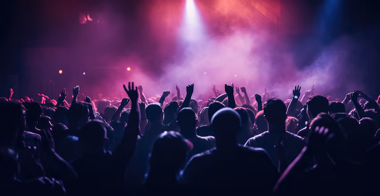 A packed dance floor at a wedding